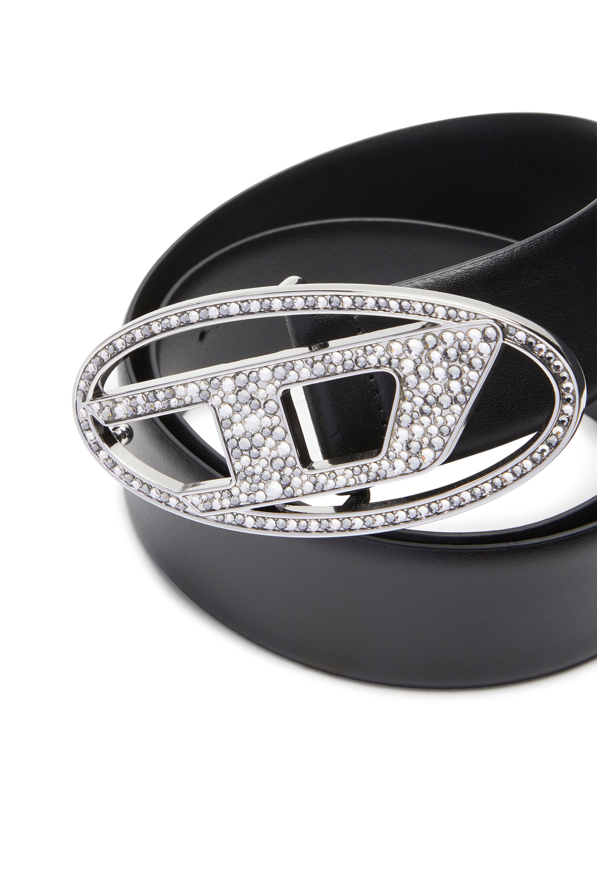 Diesel - B-1DR STRASS, Ceinture en cuir avec boucle en cristal Femme in Noir - 3