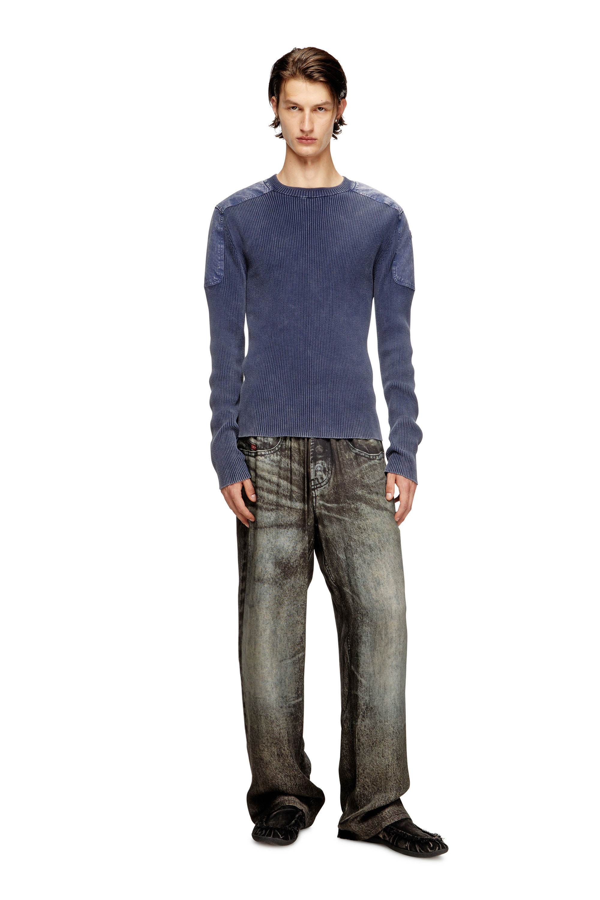 Diesel - K-MARTIN, Male's Jumper with contrast shoulder panels in Blue - 1