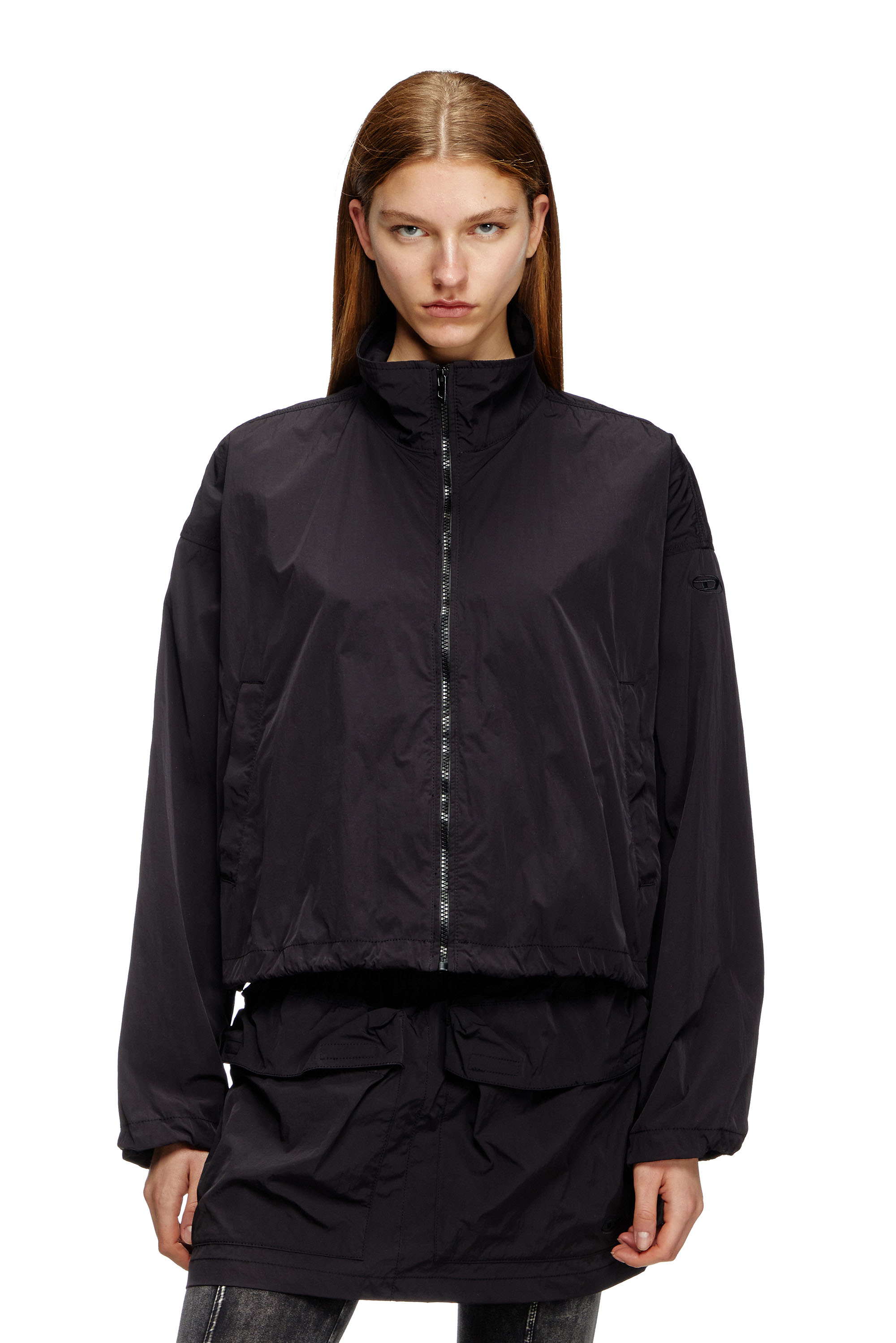 Diesel - G-LEAM, Female's Windbreaker in compact nylon in Black - 1