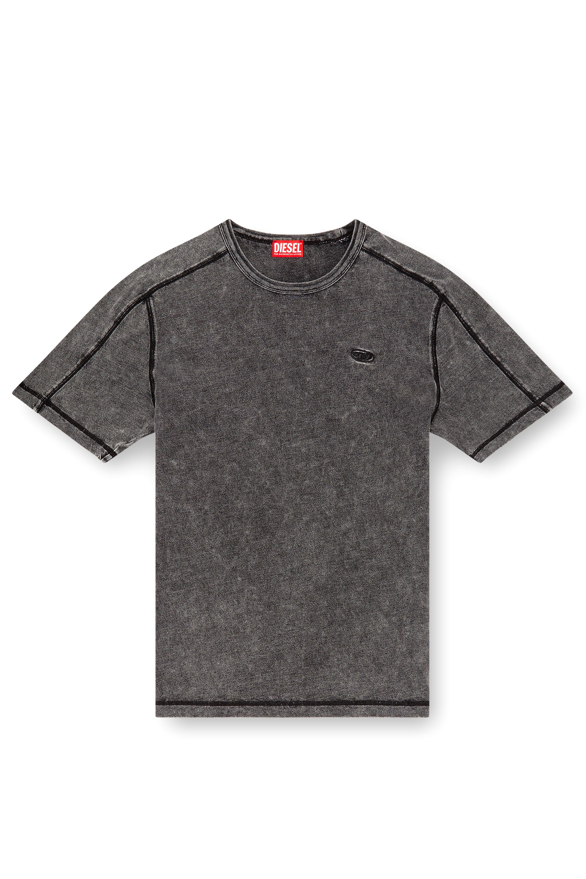 Diesel - T-ADJIND, Male's Denim-look jersey T-shirt in Black - 3