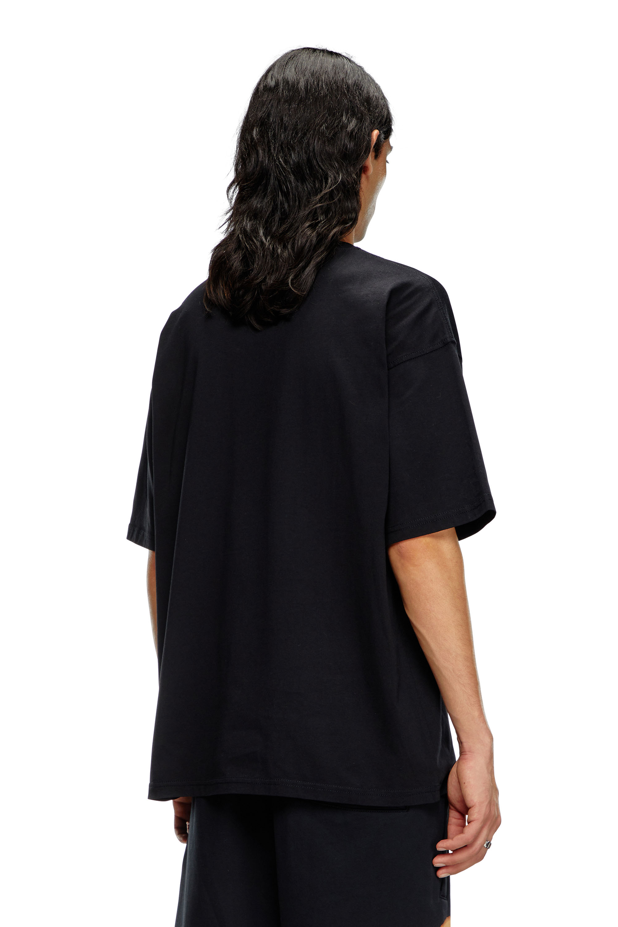 Diesel - T-BOXT-BLEACH, Male's T-shirt with bleached Oval D logo in Orange/Black - 4