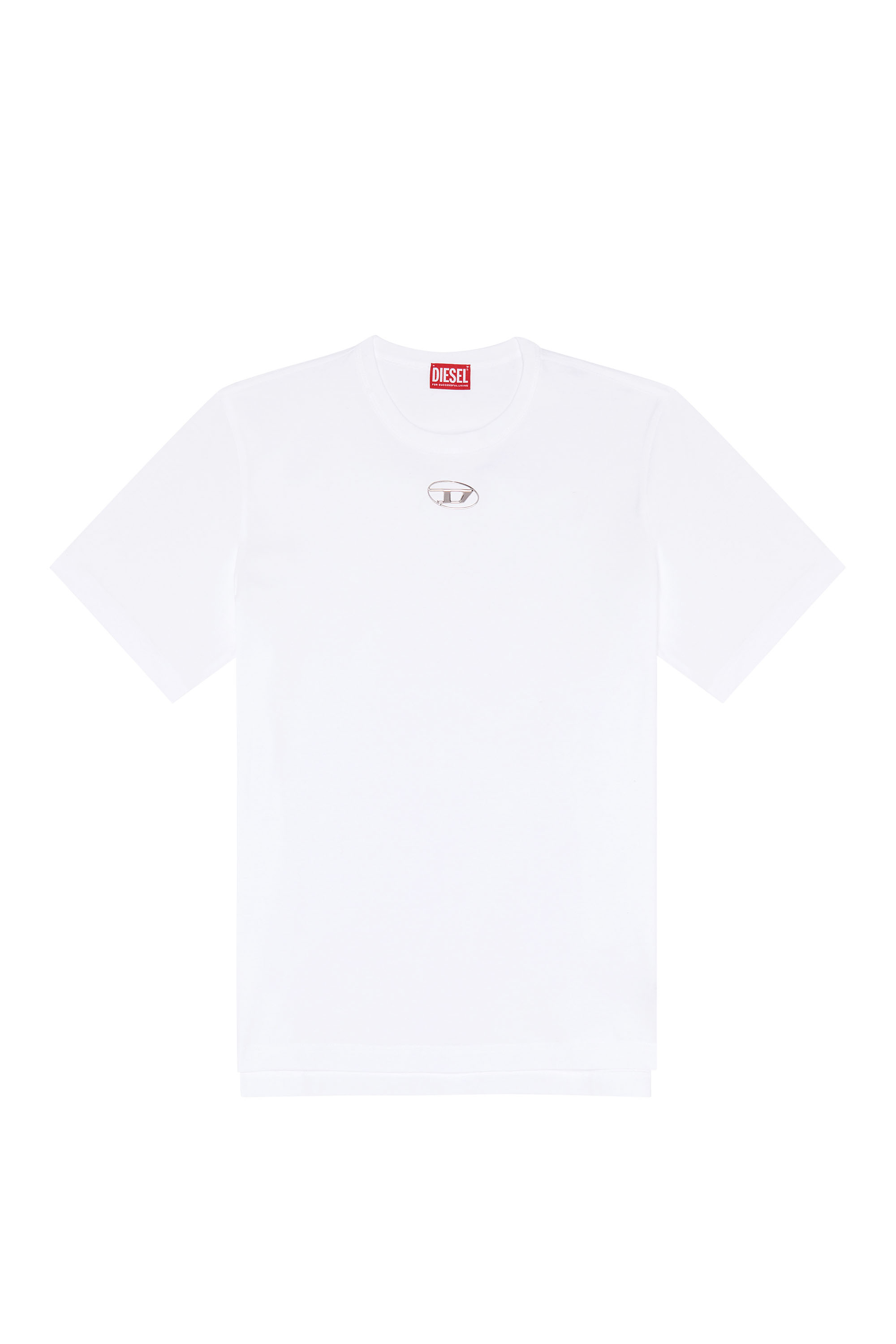 Diesel - T-ADJUST-OD, Male's T-shirt with metallic Oval D in White - 3