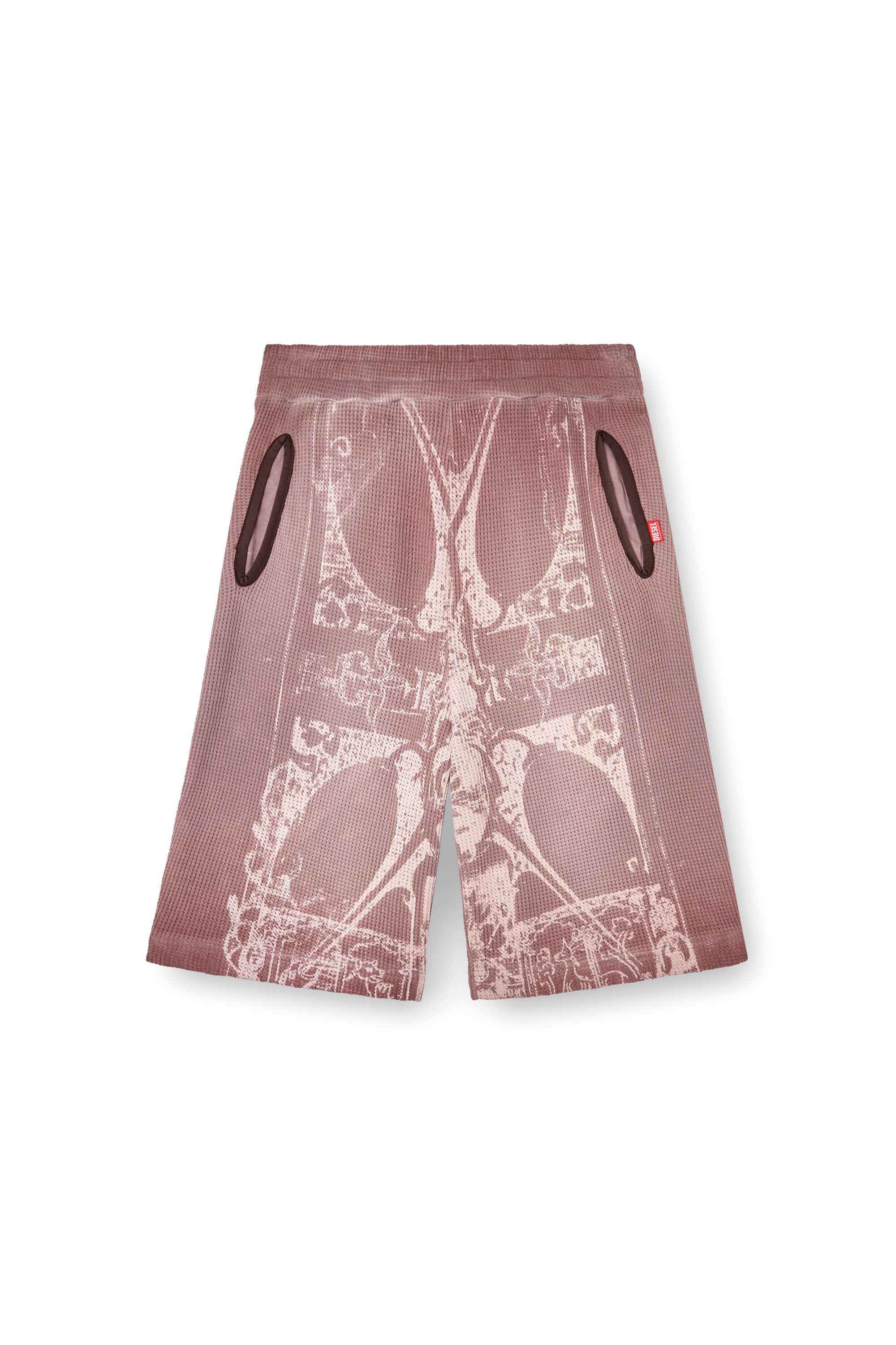 Diesel - P-WARKY-SHORT, Male's Waffle shorts with medieval print in Violet - 4