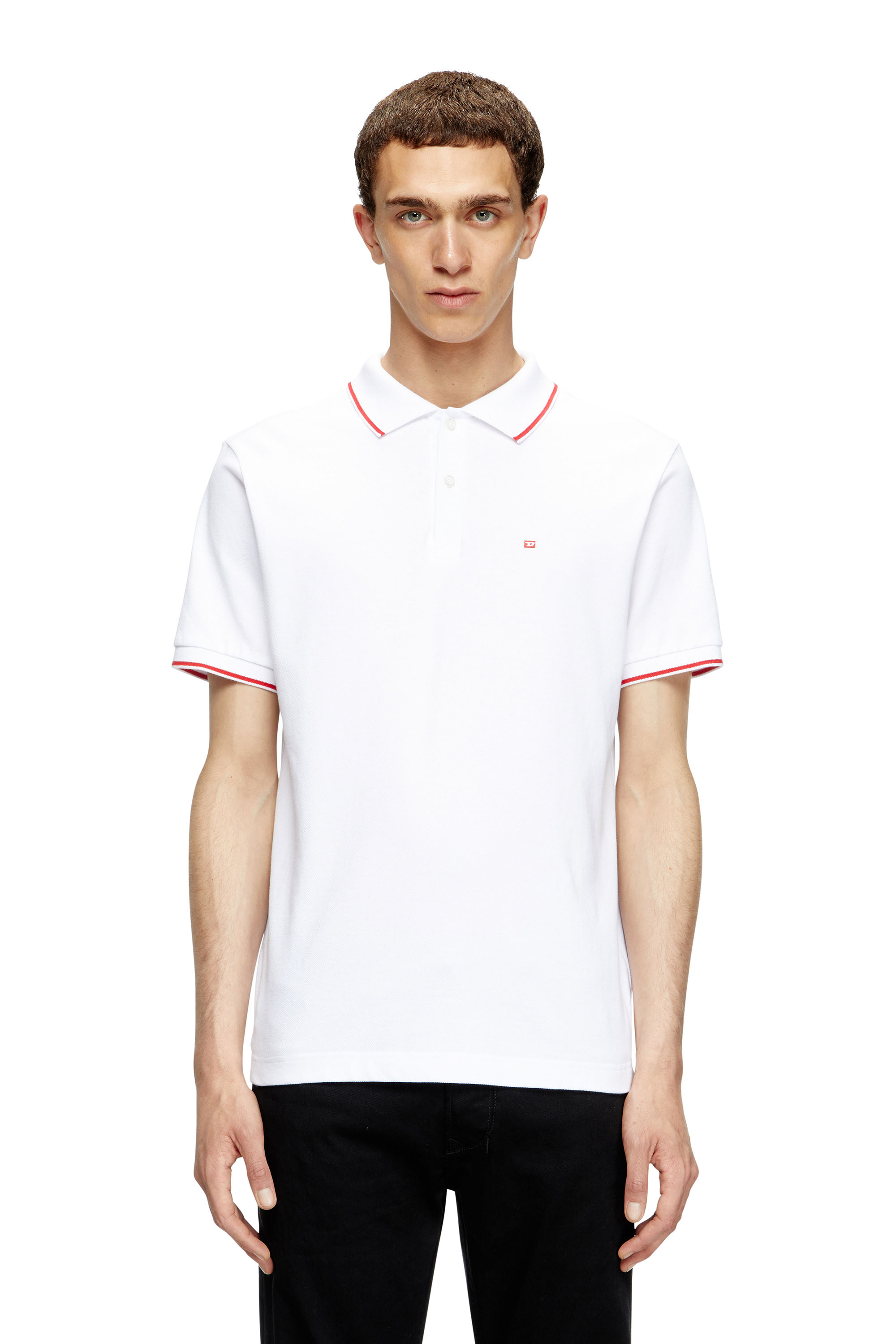 Diesel - T-FERRY-MICRODIV, Male's Polo shirt with micro Diesel embroidery in White - 1