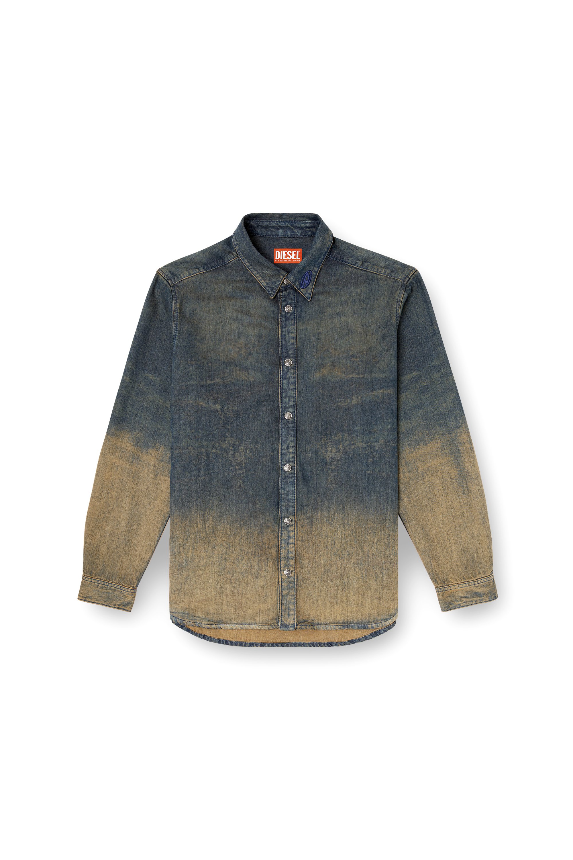 Diesel - D-SIMPLY-S8, Male's Shirt in fluid shaded denim in Dark Blue - 4