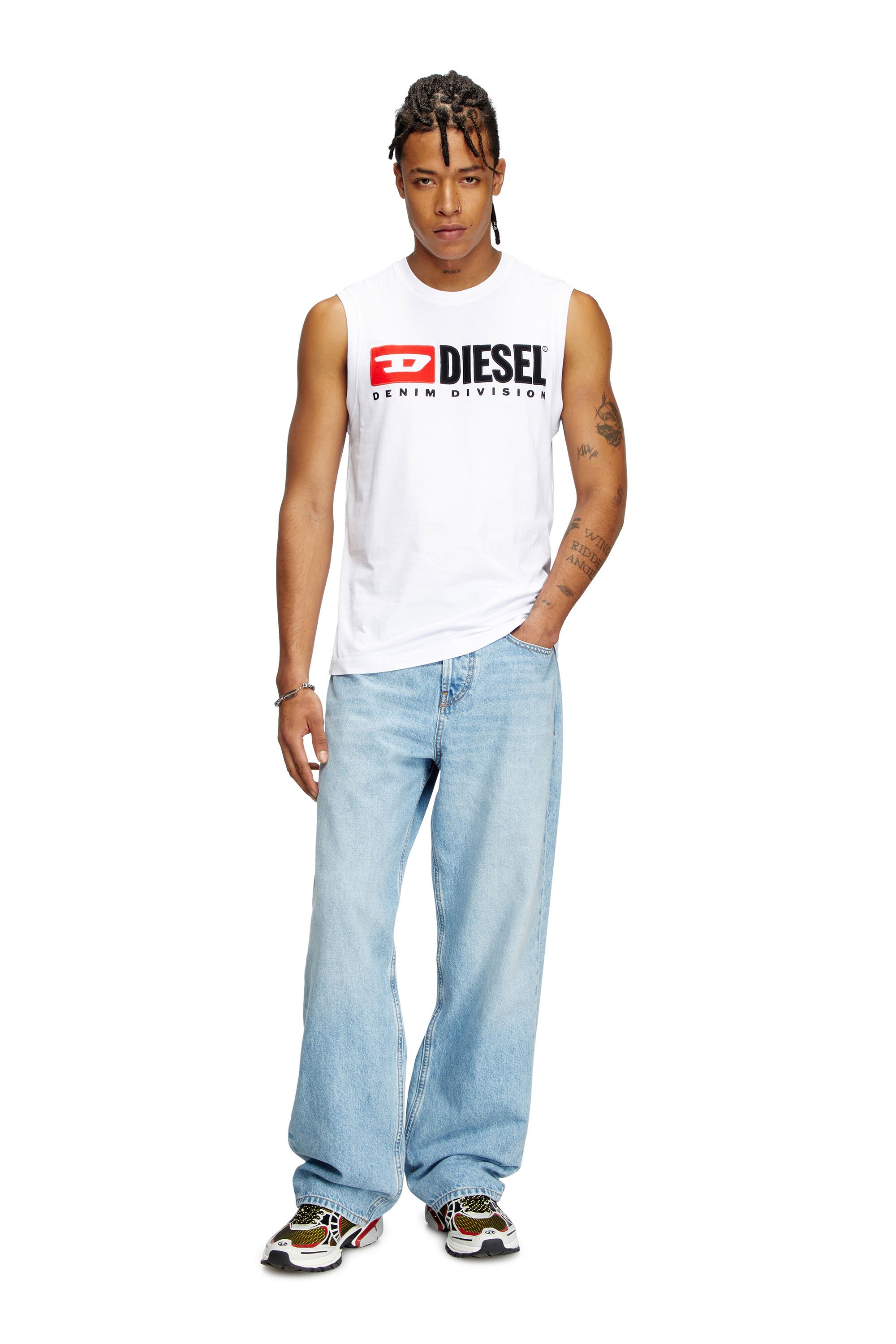 Diesel - T-ISCO-DIV, Male's Tank top with chest logo print in White - 2