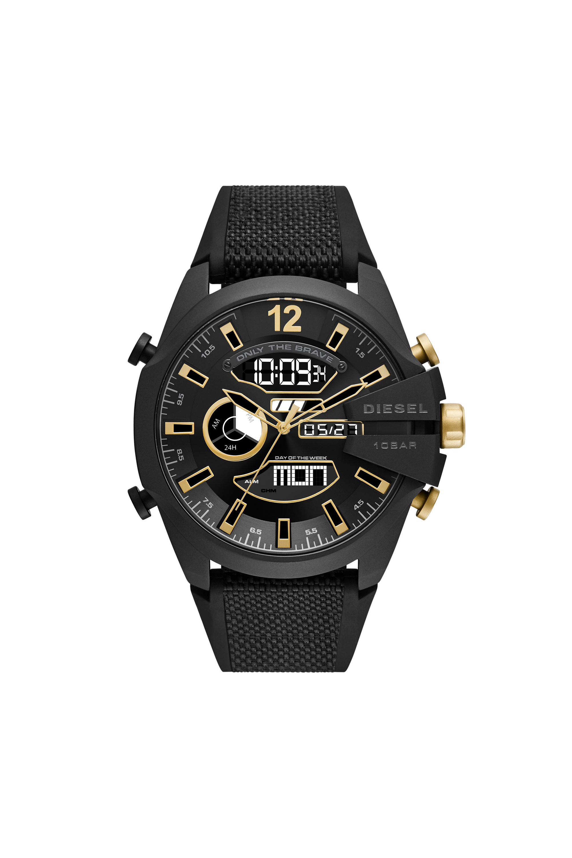 Diesel - DZ4552, Montre Mega Chief analogique-numérique en nylon et silicone noir Homme in Noir - 1