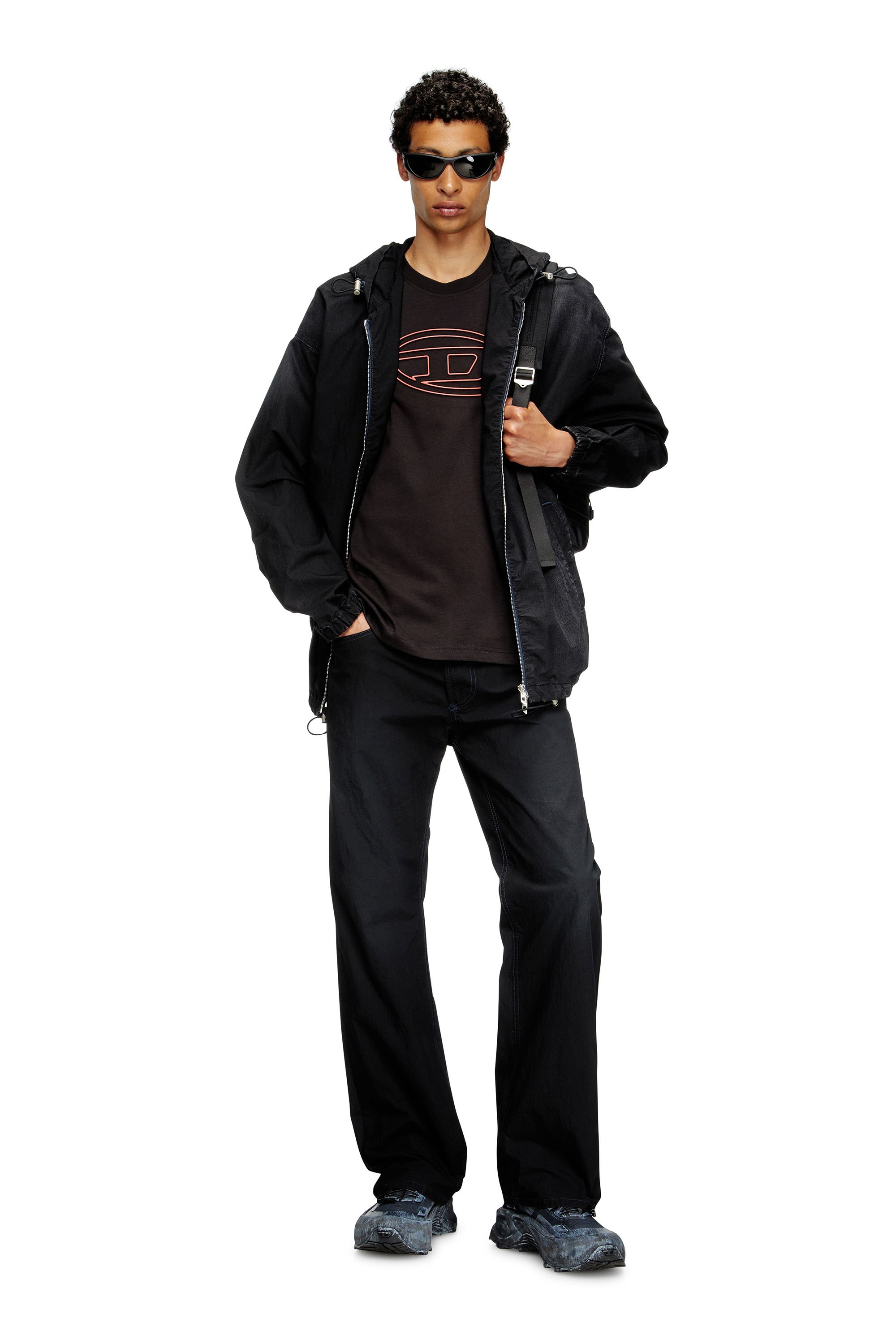 Diesel - T-ADJUST-BIGOVAL, Male's T-shirt with embossed Oval D in Black/Red - 2