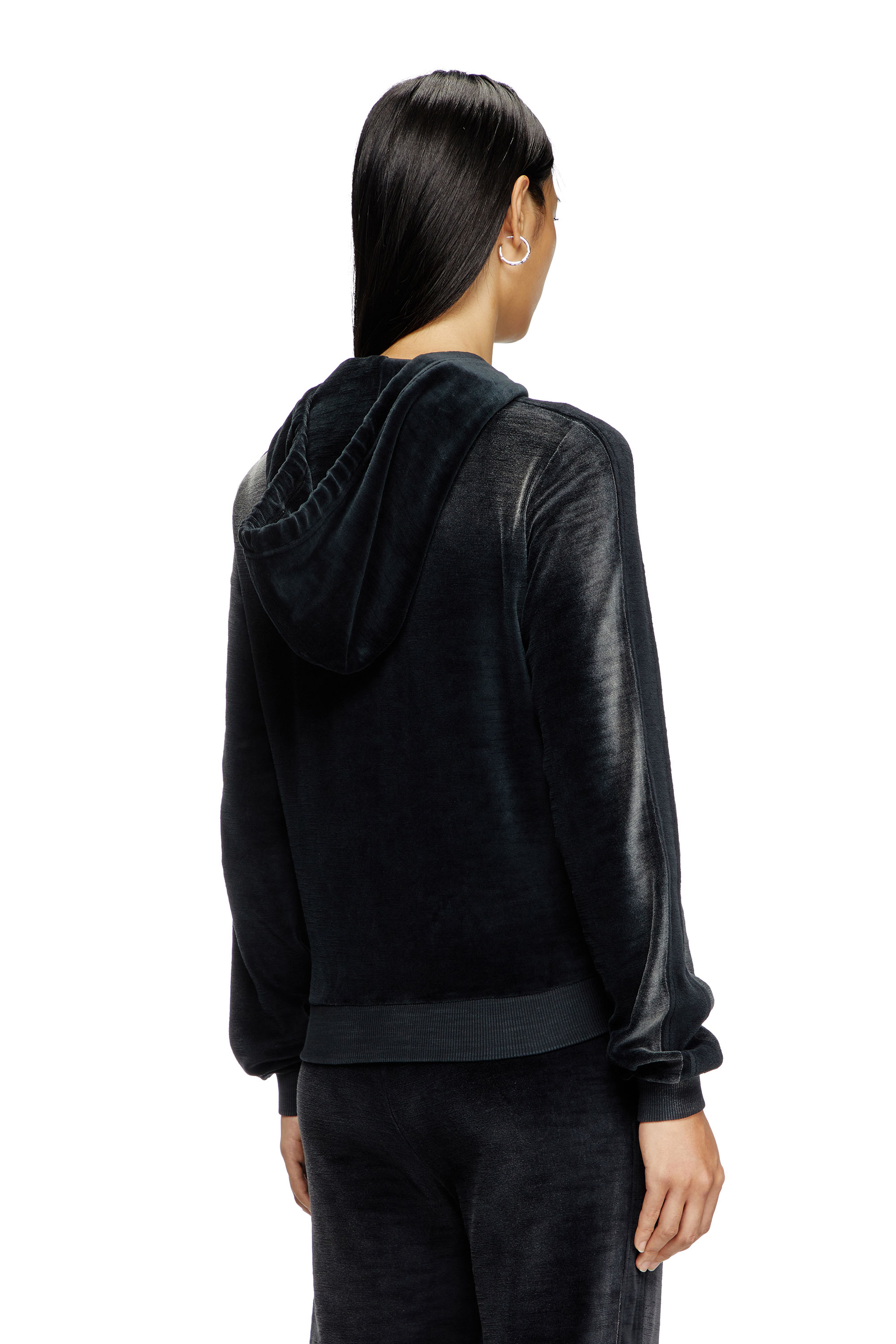 Diesel - F-ELY-Q1, Female's Zip-up hoodie in faded chenille in Black - 3
