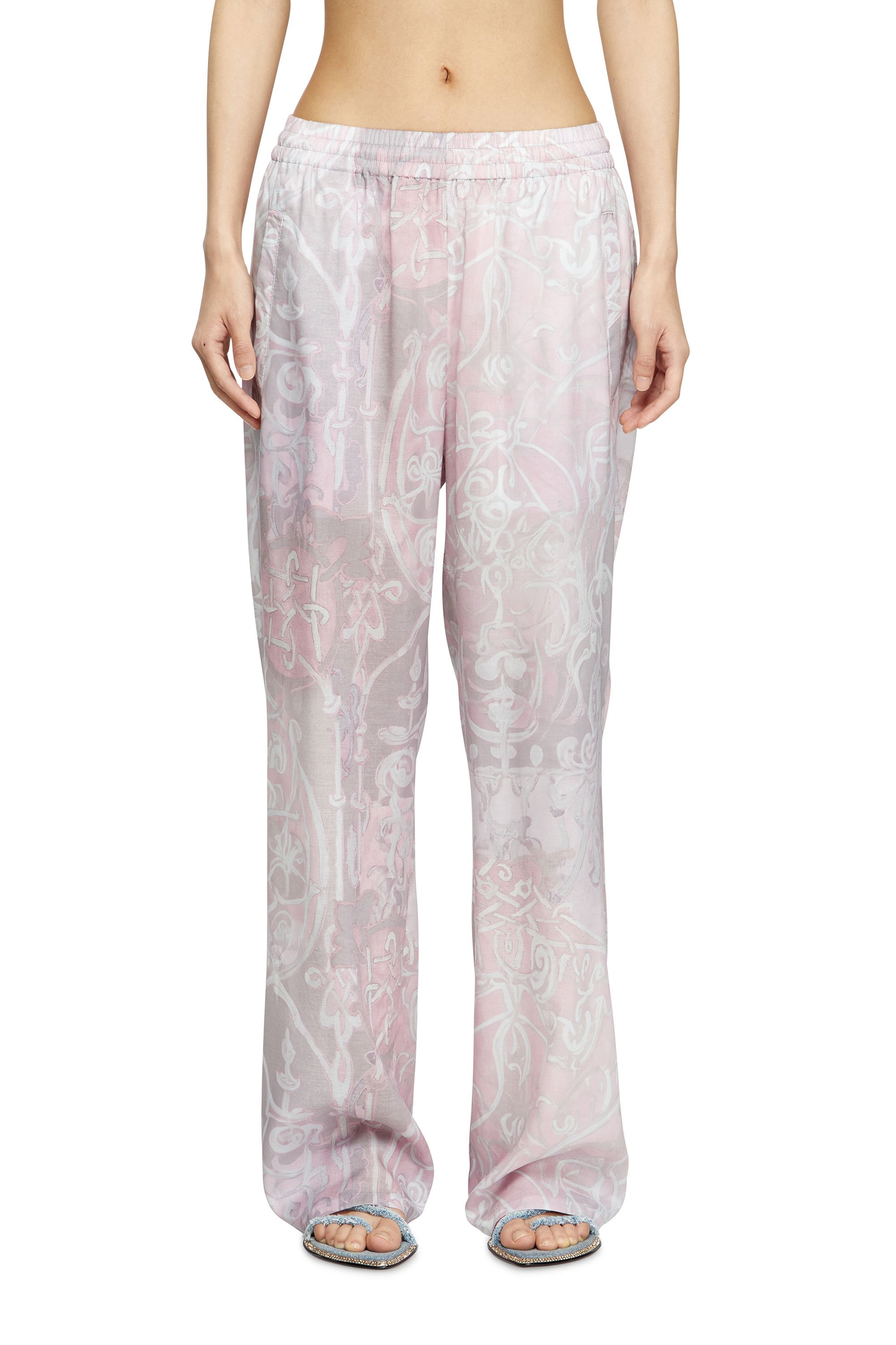 Diesel - P-THECK-A-AJFW, Unisex's Track pants with medieval print in Pink - 4