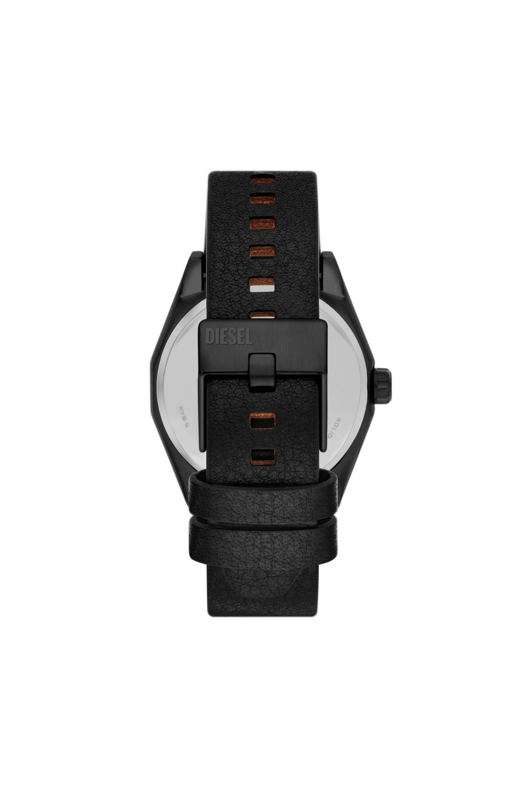 Diesel - DZ2175, Montre chronographe Scraper en cuir noir Homme in Noir - 2