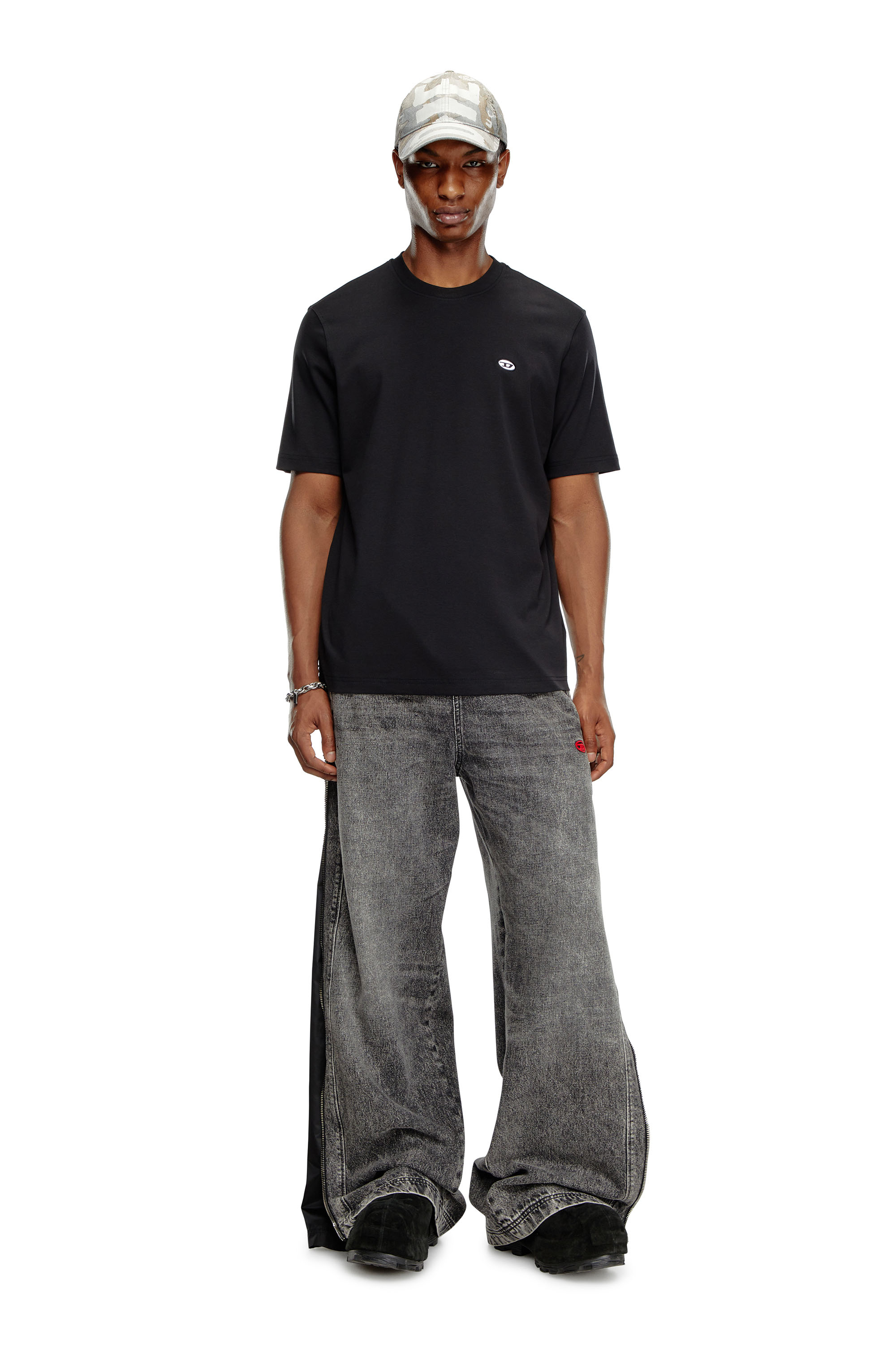 Diesel - T-ADJUST-DOVAL-PJ, Male's T-shirt with Oval D patch in Black - 2