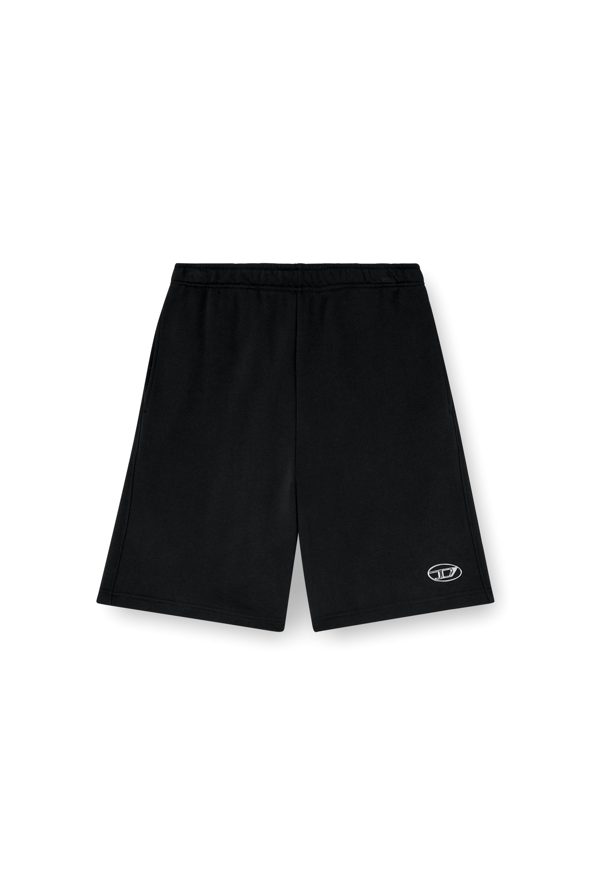 Diesel - P-MARSHY-OD, Male's Sweat shorts with silver Oval D in Black - 4