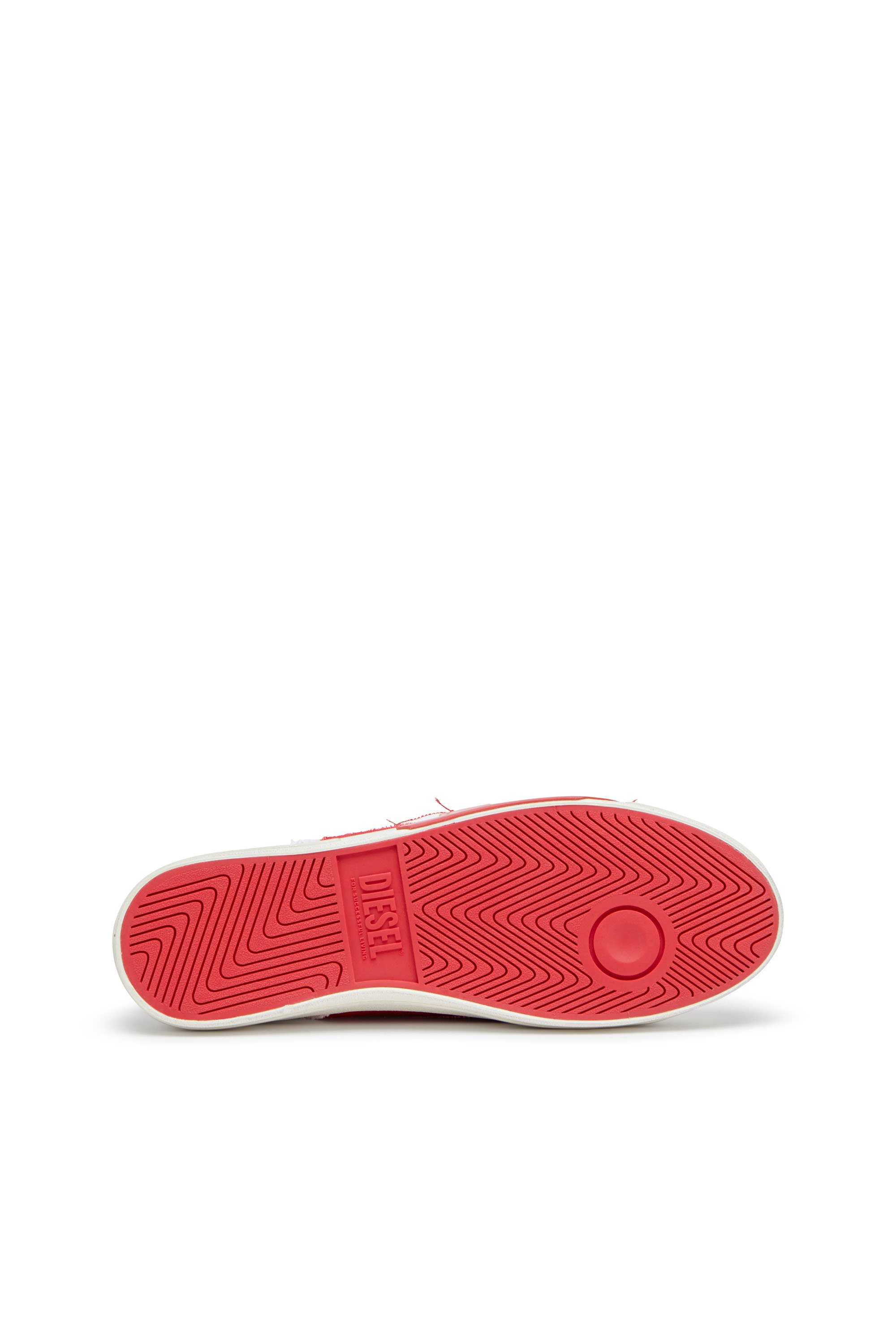 Diesel - S-D-VERSE MID, Male's S-D-Verse-Dirty-effect high-top canvas sneakers in White/Red - 4