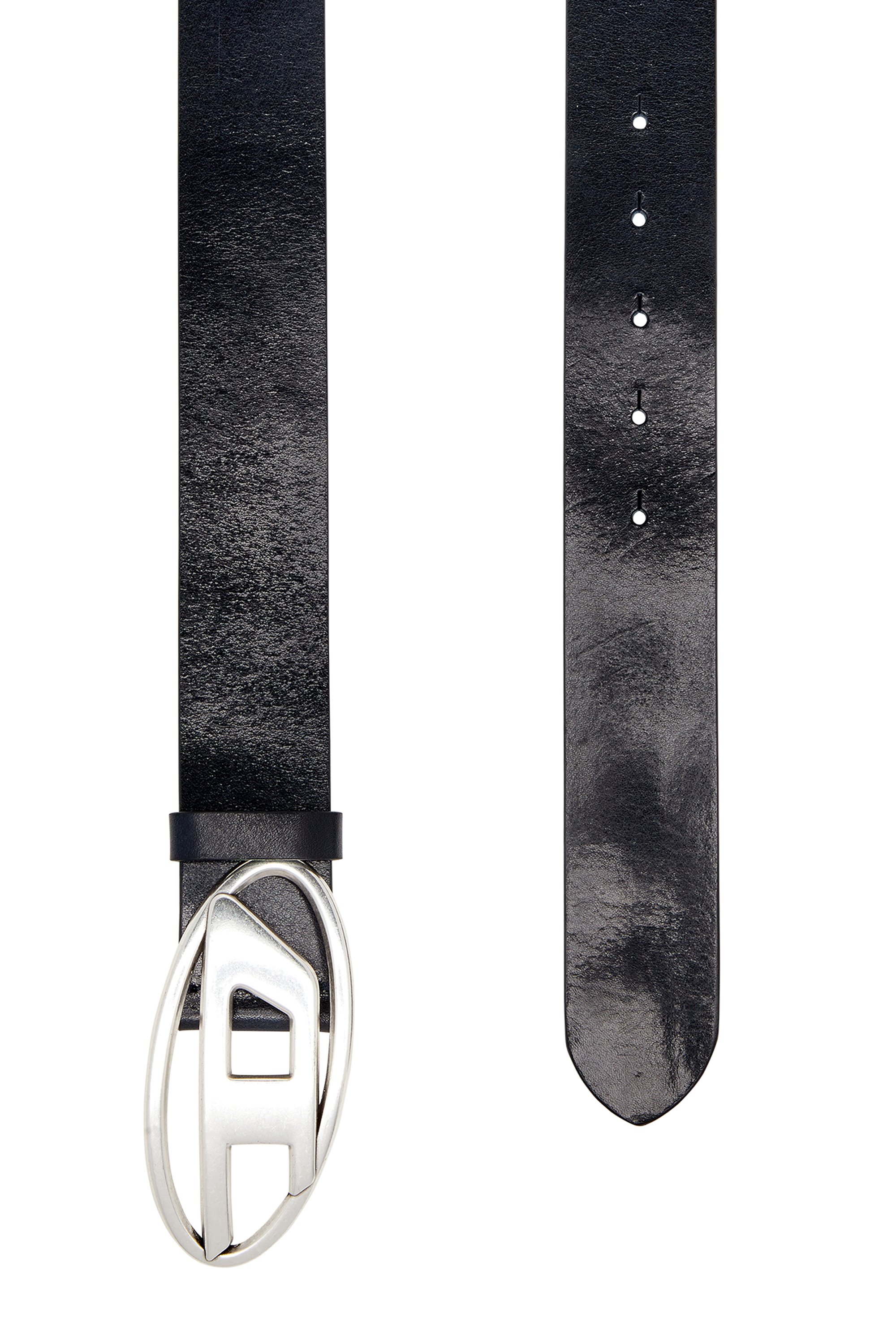 Diesel - B-1DR, Male's Leather belt with D buckle in Dark Blue - 2