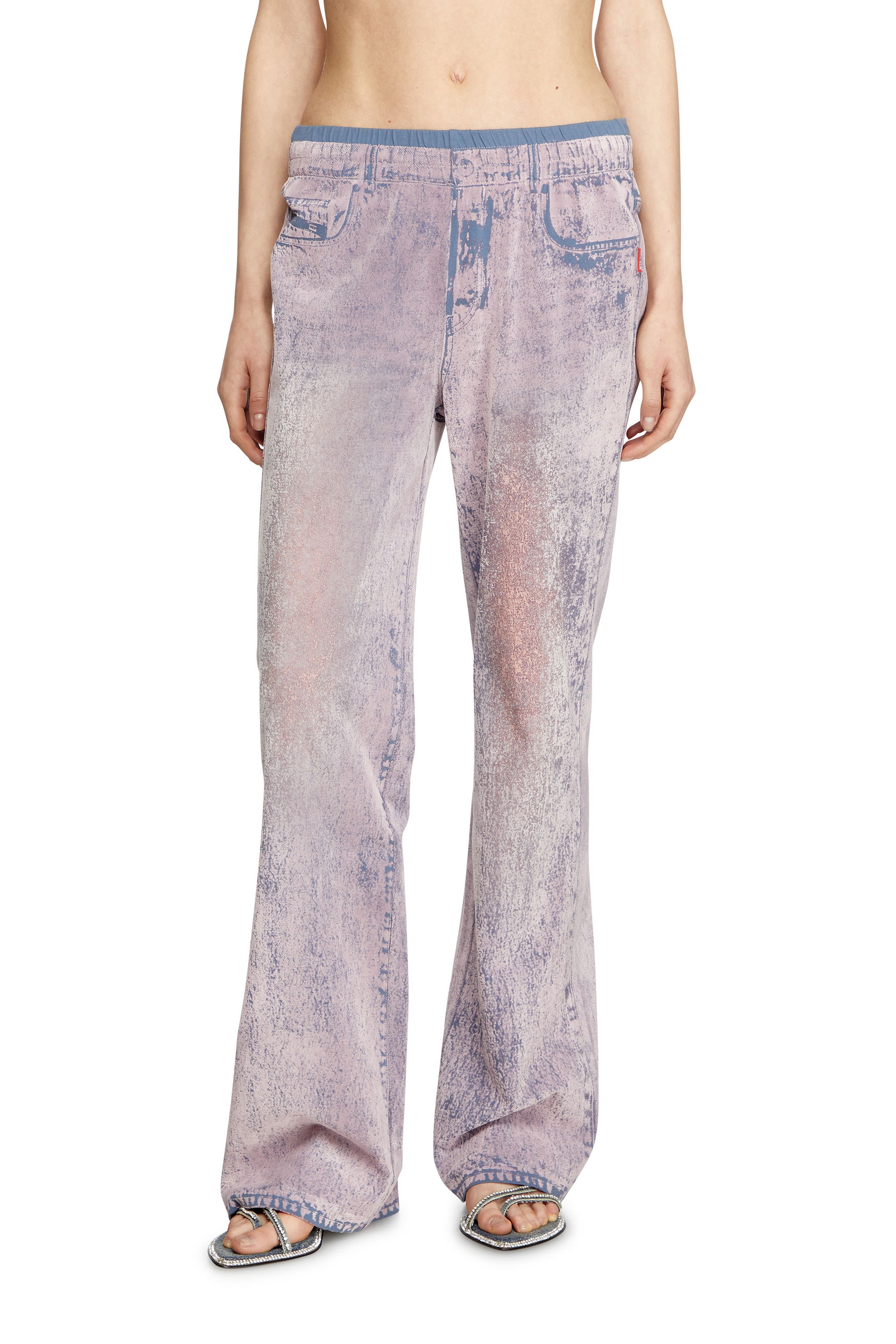 Diesel - P-NERV, Female's Wide leg sweat pants with bleach treatment in Lilac - 1