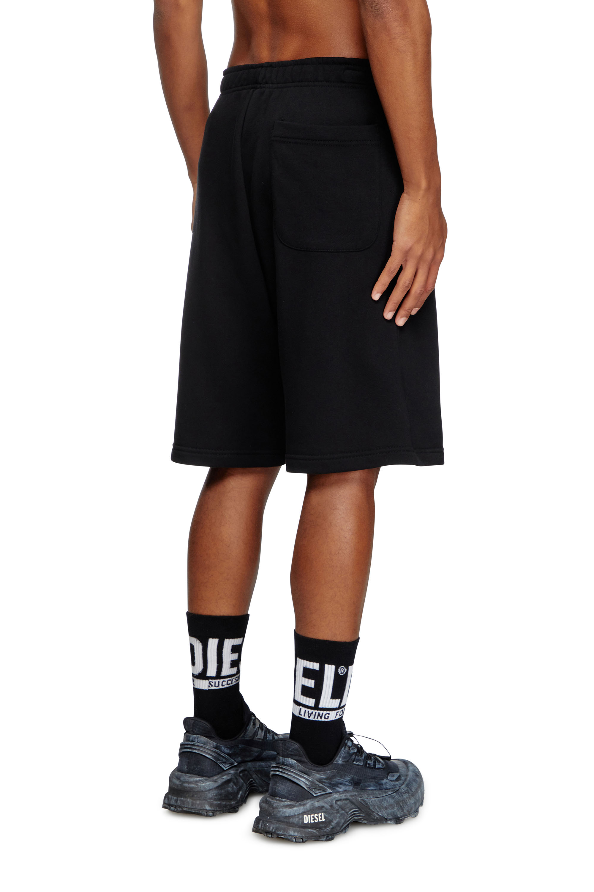 Diesel - P-MARSHY-OD, Male's Sweat shorts with silver Oval D in Black - 3